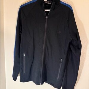 Icebreaker Mens Full Zip 100% Merino wool  Sweater black medium with stripes